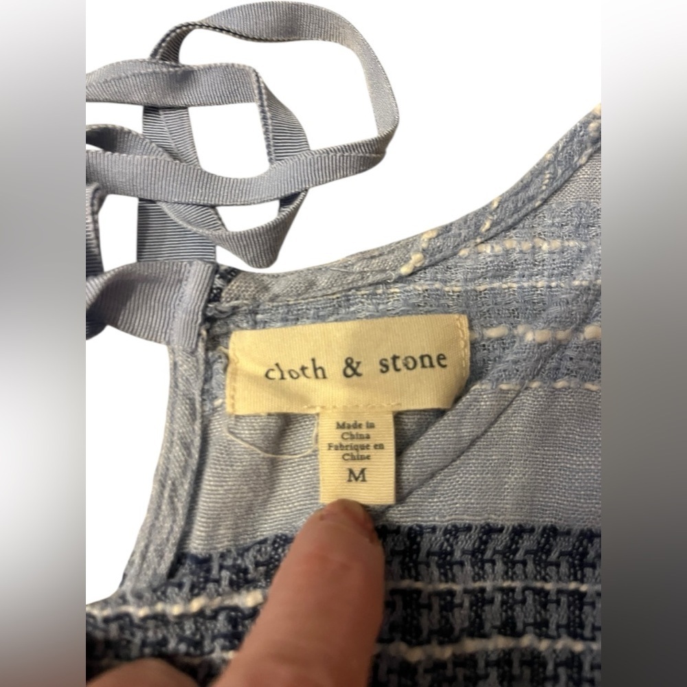 Anthropologie Cloth and Stone Linen Bella Dahl 3/4 sleeve Frayed Hem Top Sz M - Picture 7 of 9